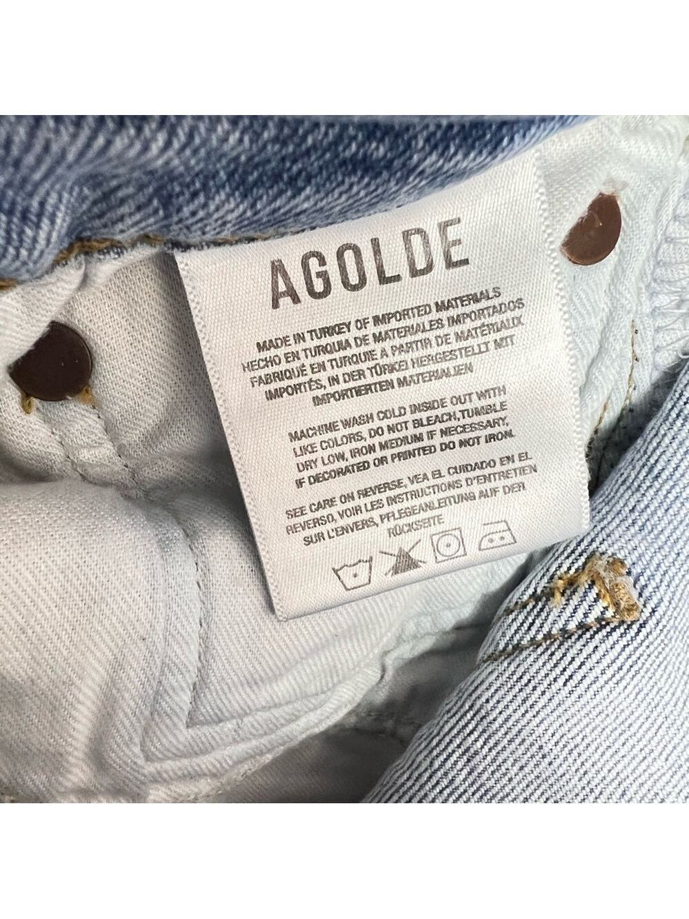 Agolde Jeans “Merrel” 25 Blue Slim Straight Leg Raw Hem Mid Rise Womens - Picture 6 of 12